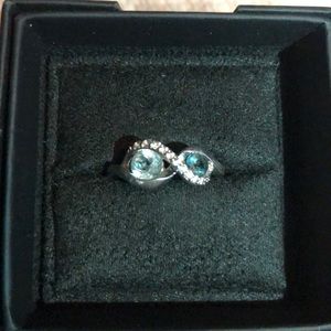 Sterling Silver Infinity Ring w/ Aquamarine Stone